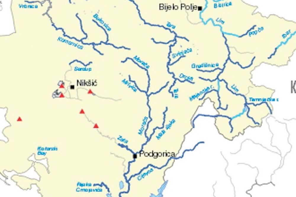Karta crnogorskih rijeka, Foto: WWF