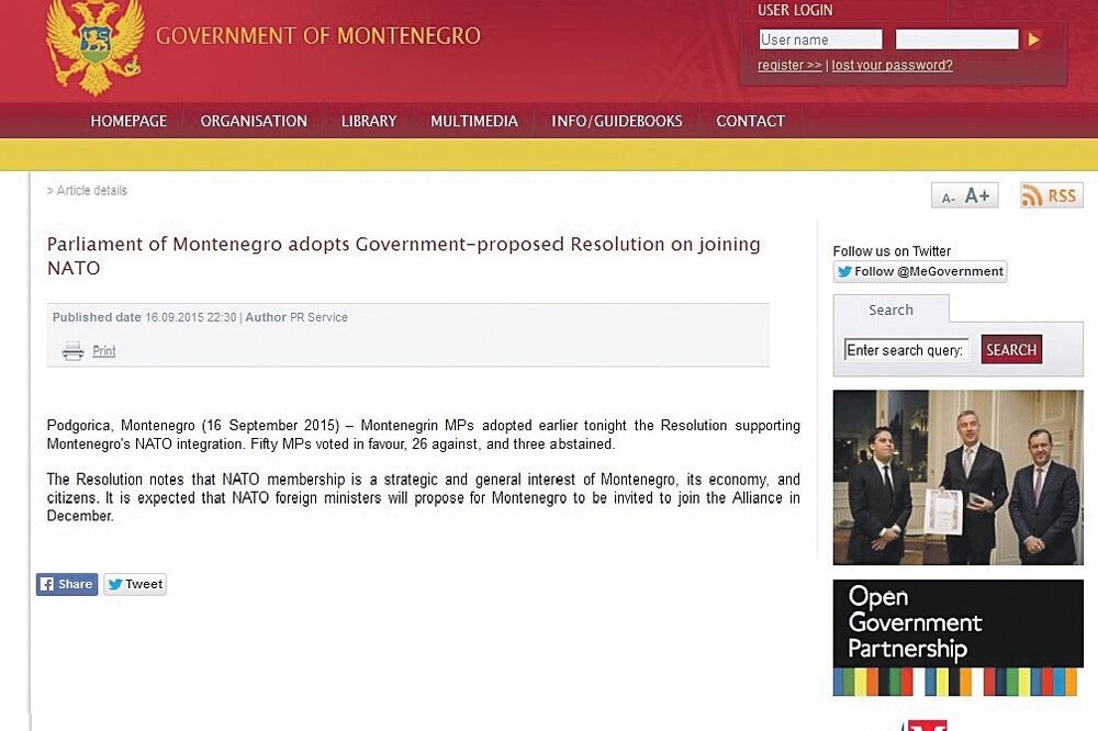 Vlada NATO, Foto: Printscreen