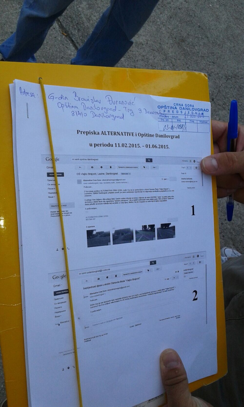 Prepiska Alternative sa Opštinom Danilovgrad