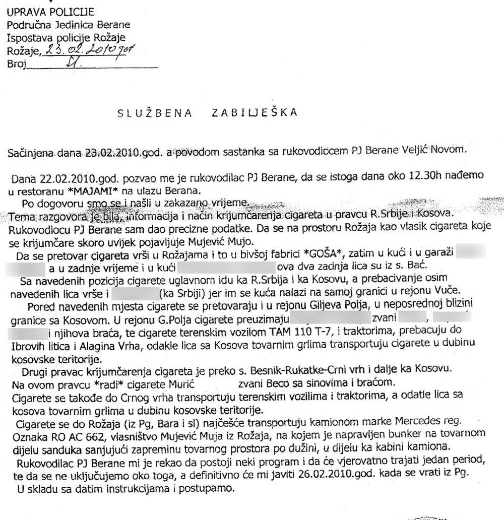 Ernad Kalač službene zabilješke