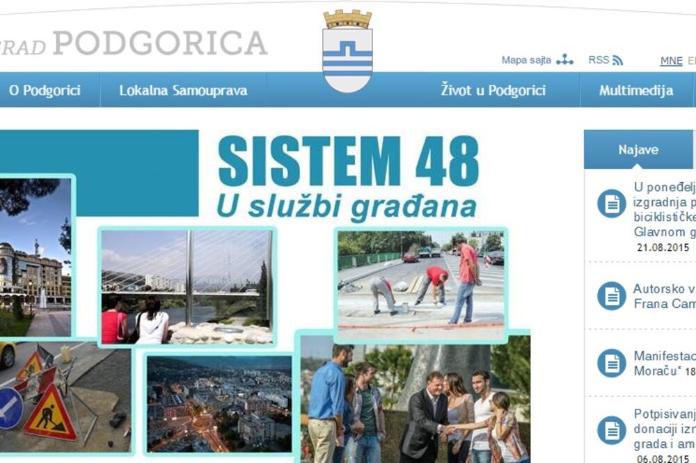 Sajt opštine Podgorica, Foto: Printscreen