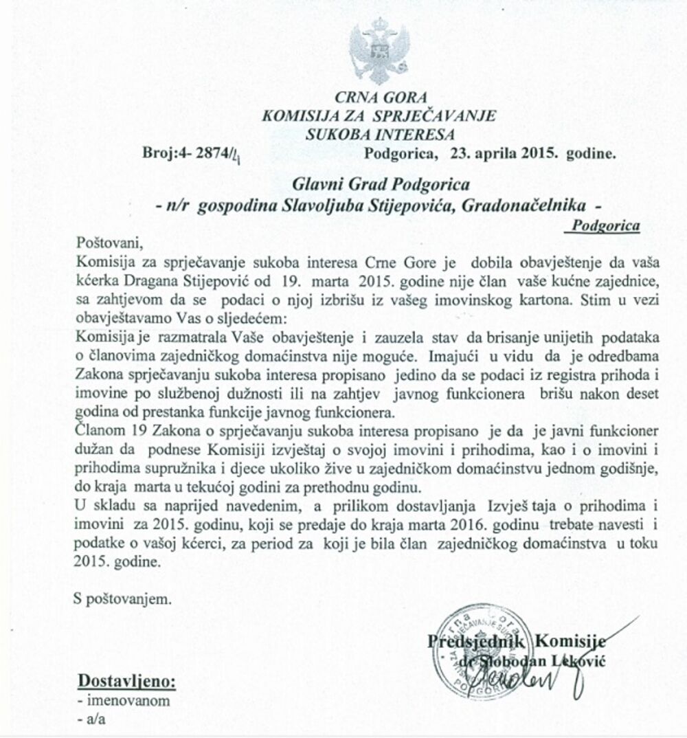 Slavoljub Stijepović, dokumenta, stan