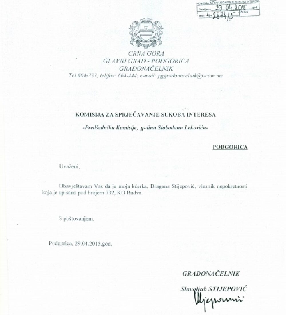 Slavoljub Stijepović, dokumenta, stan