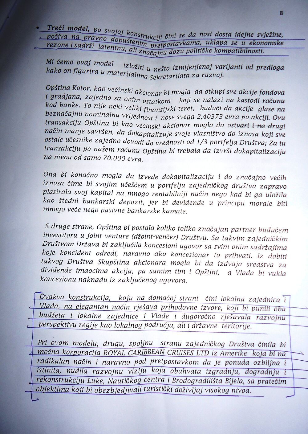 elaborat o prodaji Luke Kotor