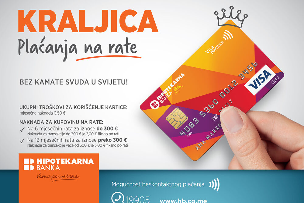 Visa Relax kartica, Foto: Hipotekarna banka
