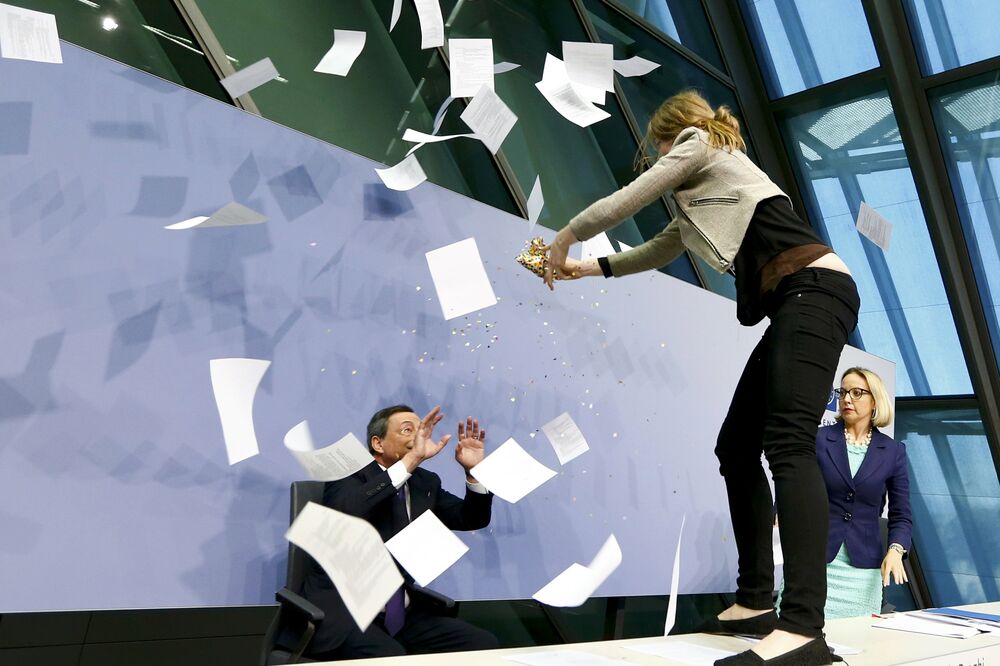 Evropska centralna banka protest, Foto: Reuters