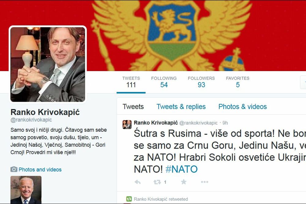 Ranko Krivokapić Twitter, Foto: Twitter