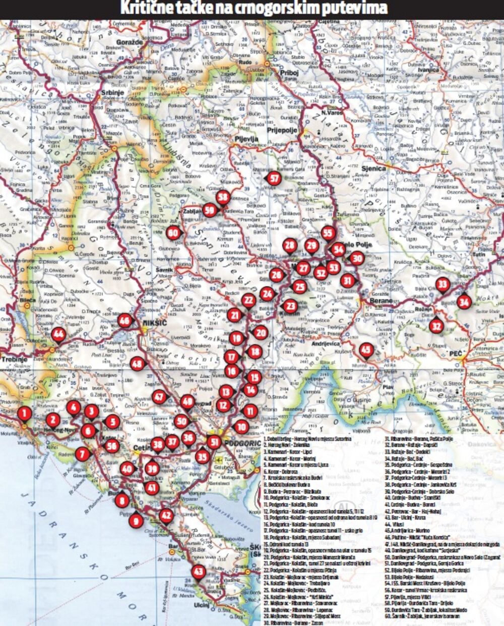 Crne tačke putevi (Novina)