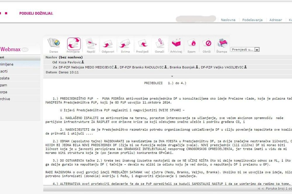 mail Koča Pavlović, Foto: Printscreen