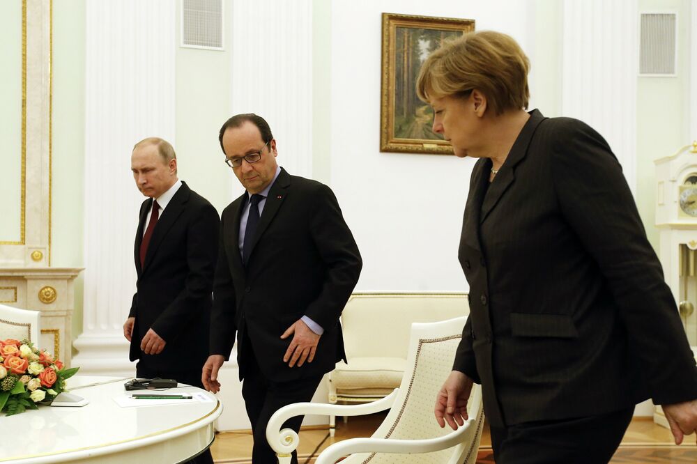 Vladimir Putin, Fransoa Oland, Angela Merkel, Foto: Reuters