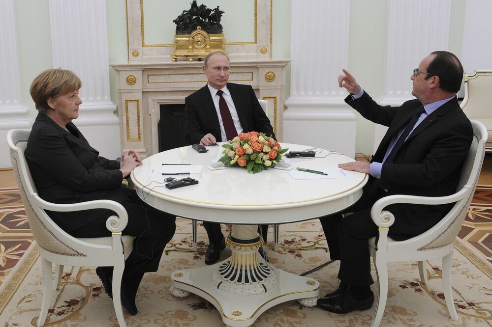 Angela Merkel, Vladimir Putin, Fransoa Oland, Foto: Reuters