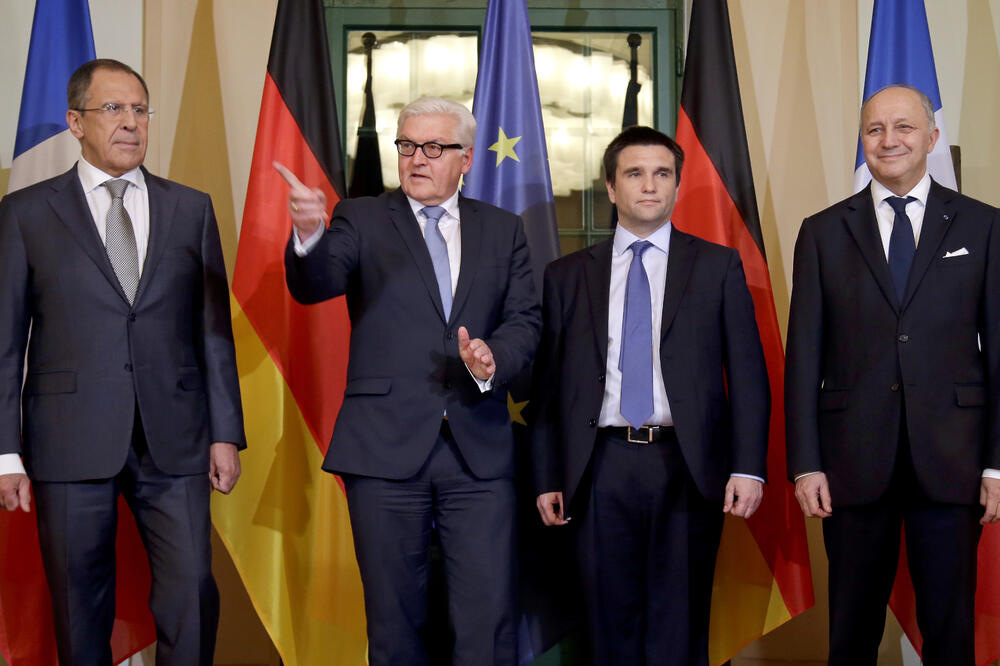 Pavlo Klimkin, Sergej Lavrov, Frank-Valter Štajnmajer, Loran Fabijus, Foto: Beta/AP
