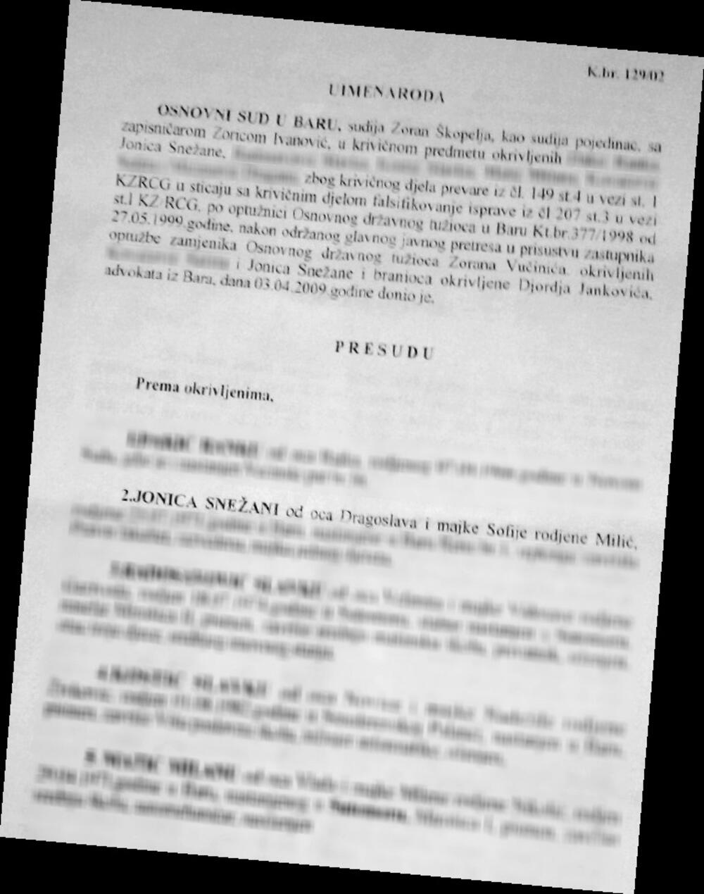 Jonica, optužnica (Novina)