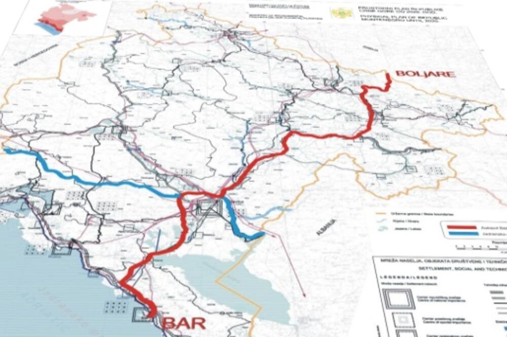 Mapa autoputa Bar-Boljare, Foto: Screenshot