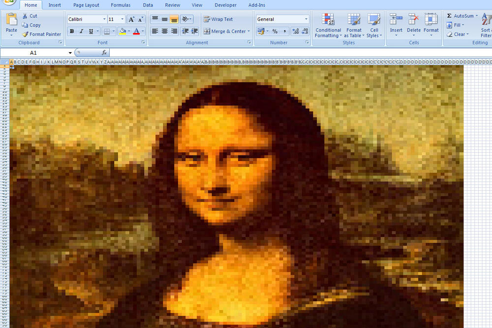 Mona Liza nparavljena u Excelu, Foto: Amit Agarwal, Flickr