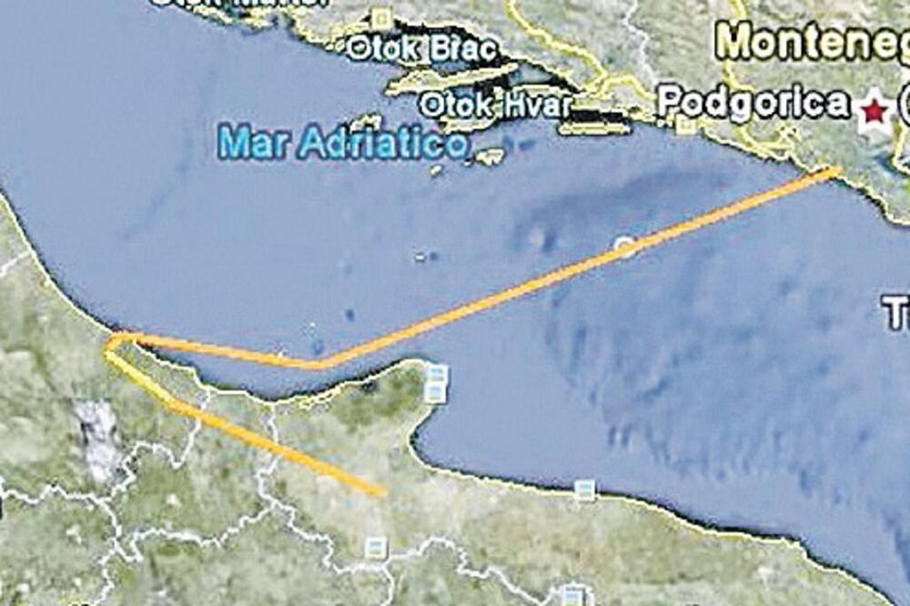 Trasa kojom je predviđen podvodni kabal, Foto: Vijesti online