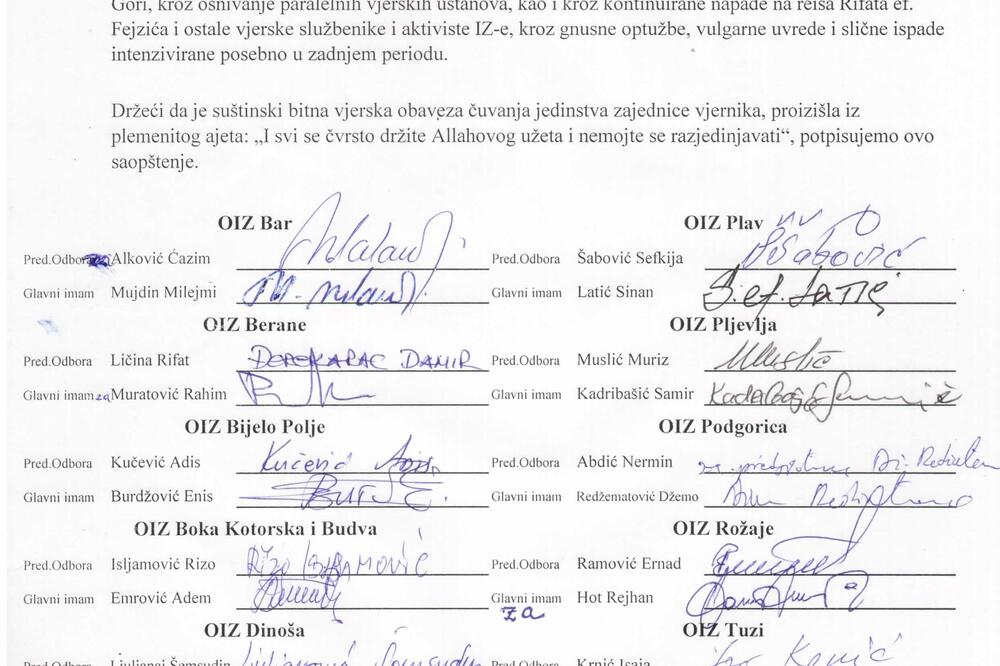 Islamska zajednica saopštenje, Foto: Monteislam.com