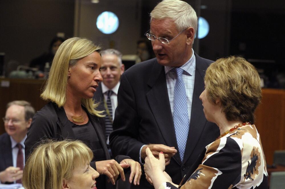 Ketrin Ešton, Karl Bild, Federika Mogerini, Foto: Reuters