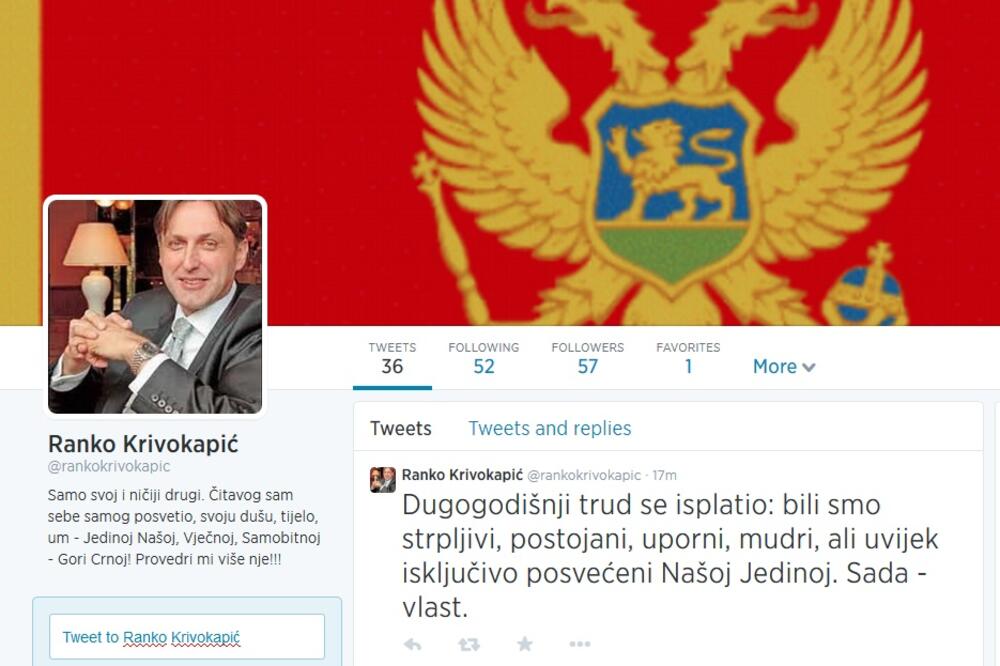 Ranko Krivokapić, Twitter, Foto: Screenshot