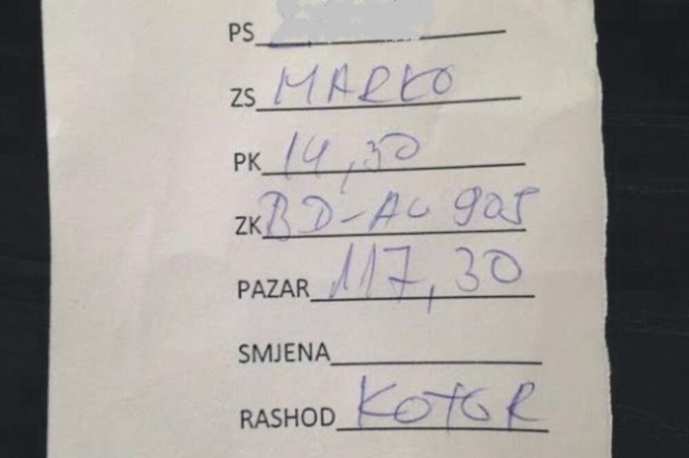 Taksista, račun, Foto: Čitalac reporter