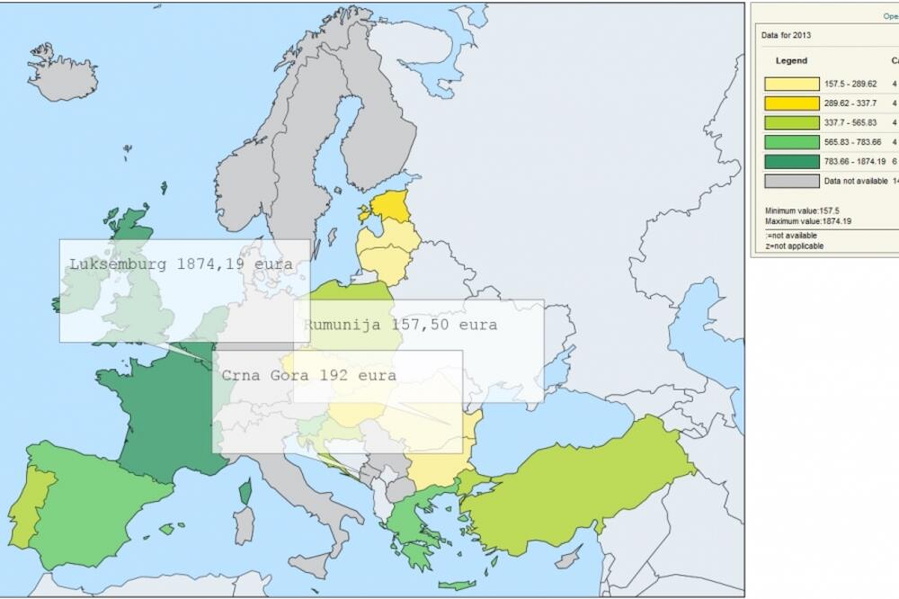 Minimalna zarada, Foto: Eurostat.ec