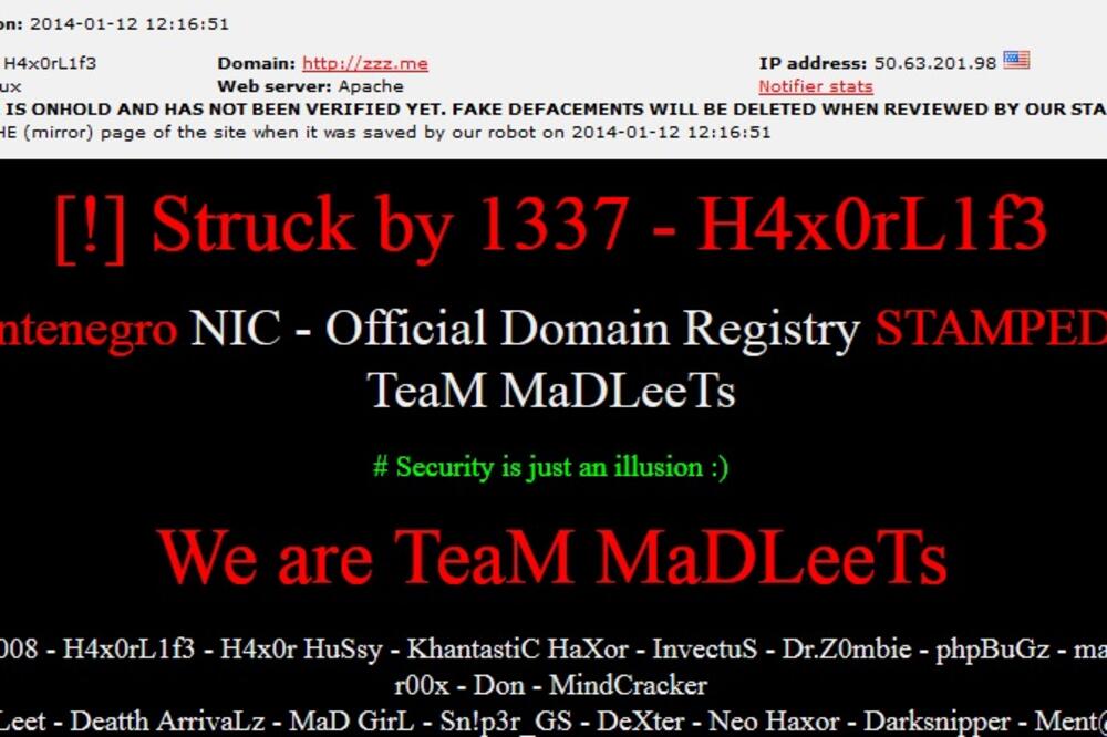Hakerski napad na me domen od pakistanskih hakera, Foto: Screenshot