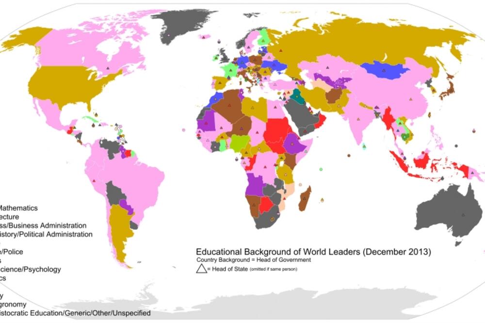 Mapa obrazovanja svjetskih lidera, Foto: Reddit