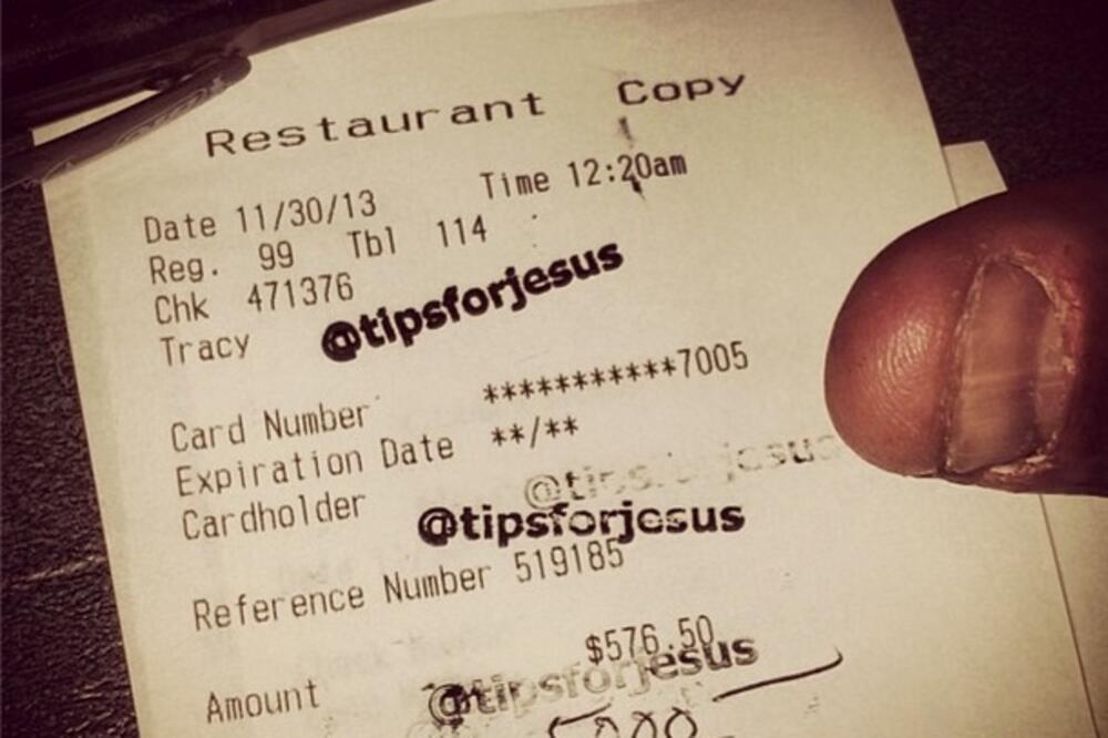 Napojnica za Isusa, Foto: Instagram