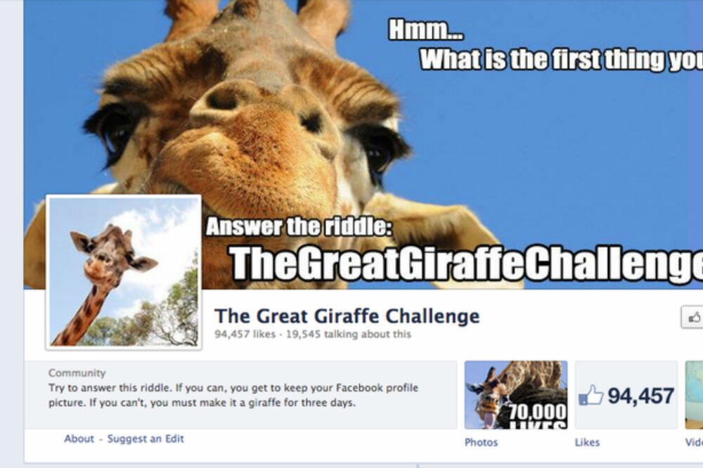 žirafa pitanje na FB, Foto: Screenshot (Facebook)