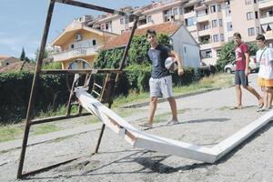 Vandals destroyed the playground, the basket with Nikola...