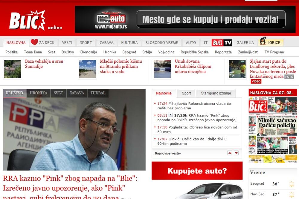 Blic, Foto: Screenshot
