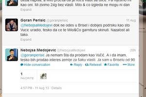 Medojević na Tviteru: Nemam šta da prodam za šaku vlasti kao Vučić