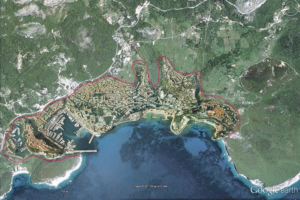 Budva, Foto: Google Earth