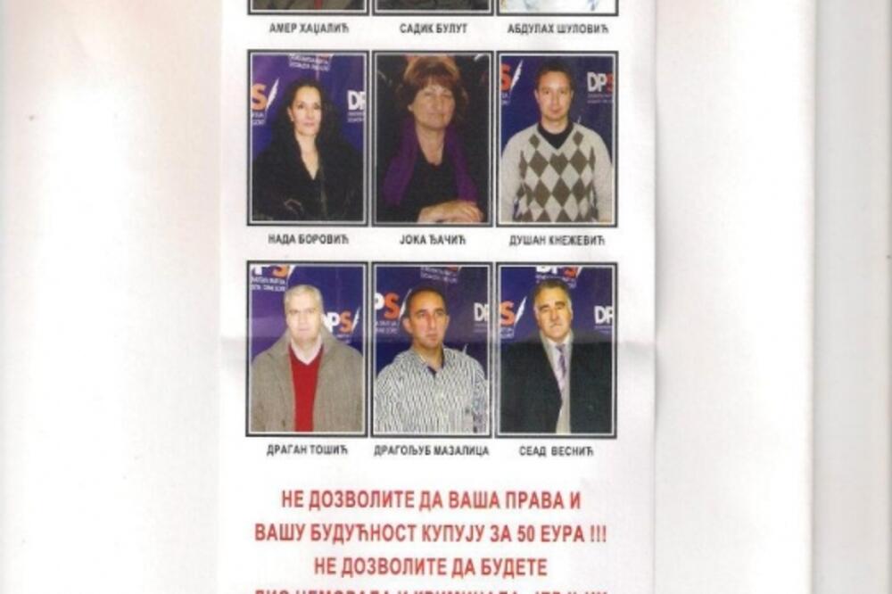 Kupovina glasova Pljevlja, Plakati Pljevlja, Foto: Goran Malidžan
