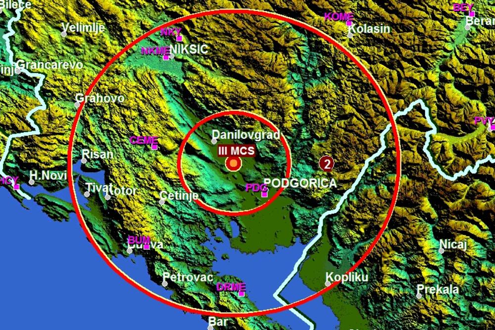 zemljotres PG, Foto: Seismo.co.me