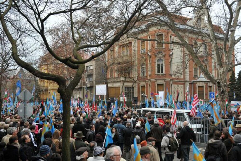 Mađari, protest, Rumunija, Foto: Beta/AP