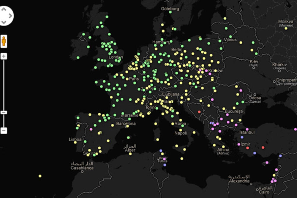Sarajevo, zagađenost, mapa, Foto: Guardian.co.uk