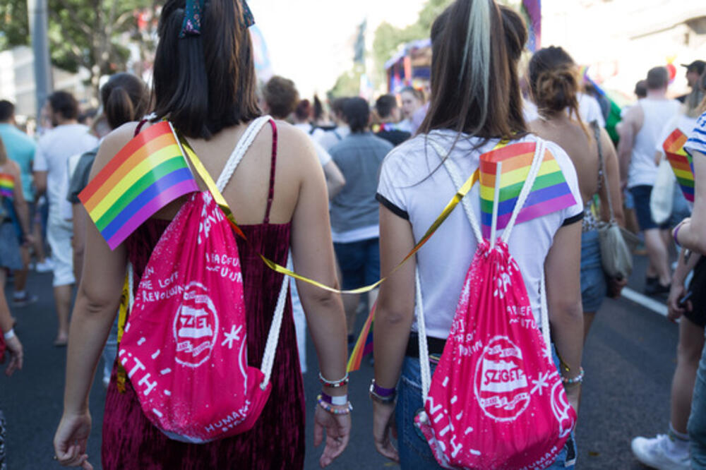 Srbija ostaje zemlja u kojoj premijerka, mada dobija čestitke iz vlasti, ne može da bude upisana roditeljka svog sina, kažu u Labrisu. Fotografija sa Prajda u Beogradu 2018., Foto: BBC