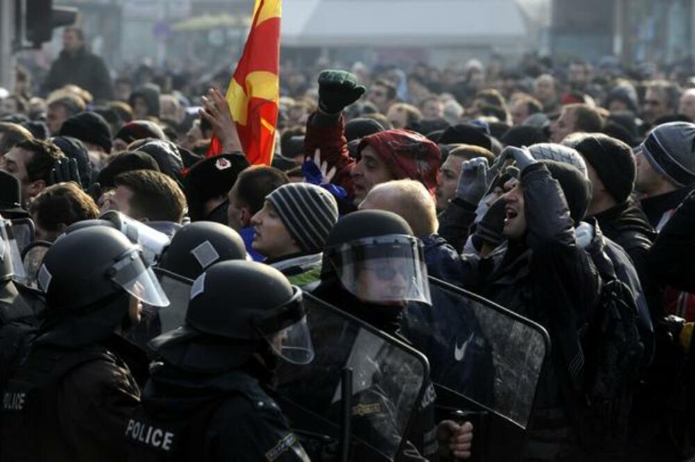 Skoplje, Makedonija, Sobranje, Protest, Foto: Beta/AP