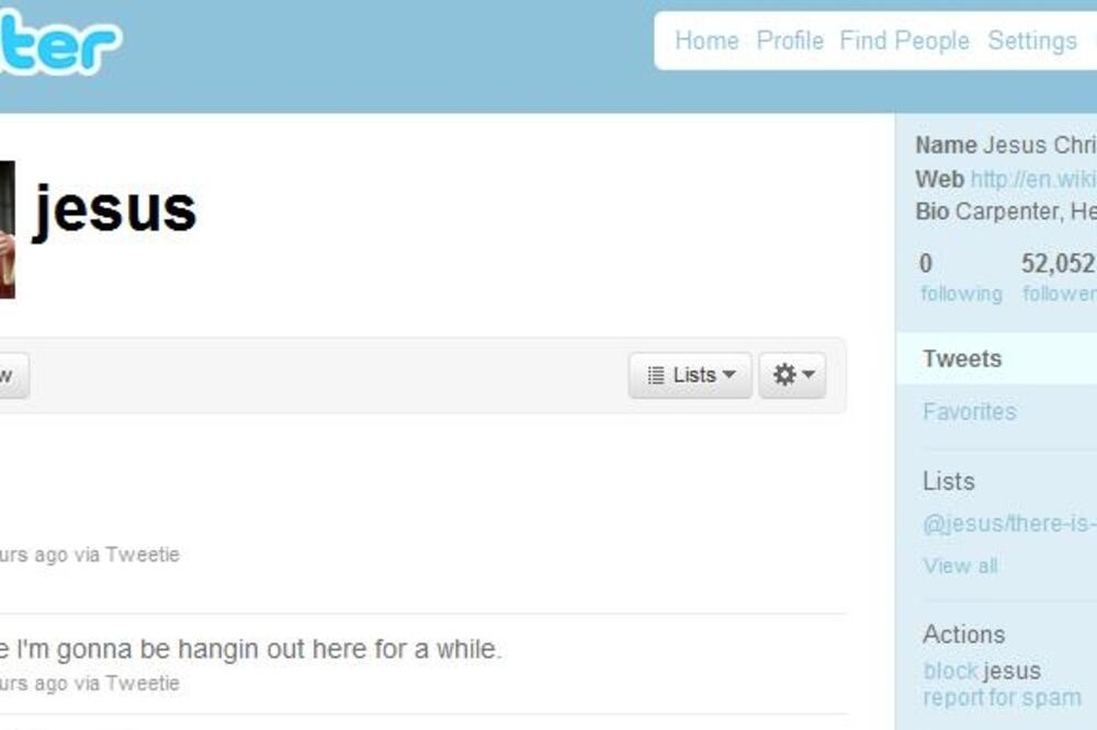 Isus Hrist, tviter, Foto: Vintersections.com