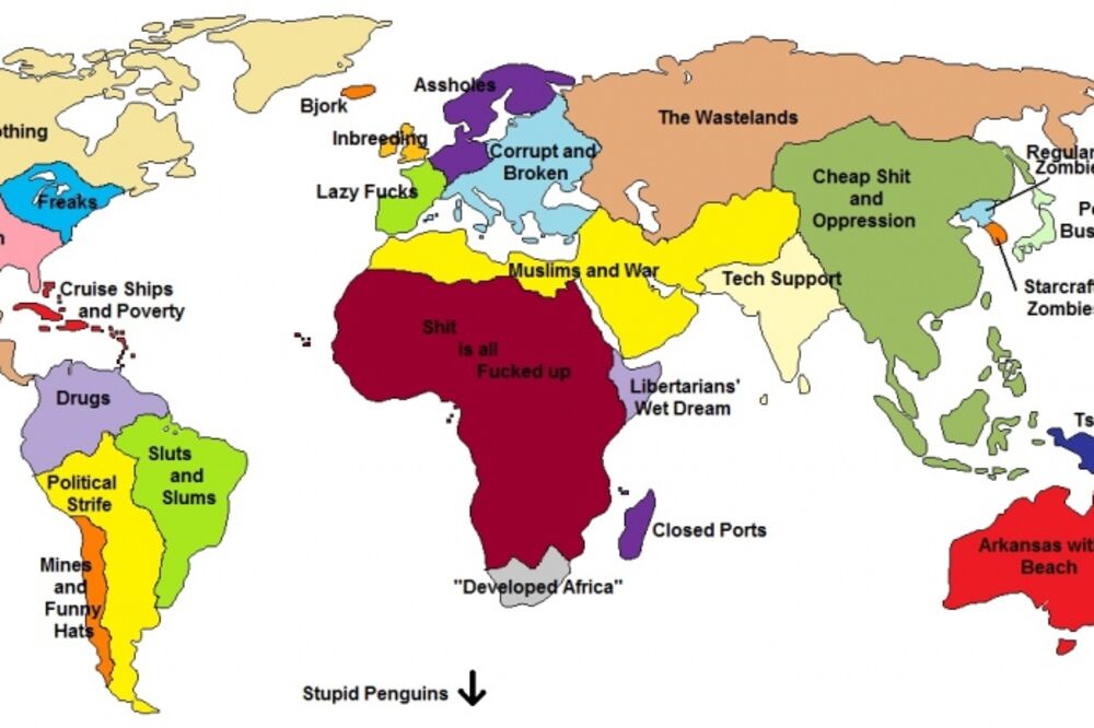 Uvredljiva mapa svijeta, Foto: Dula.tv