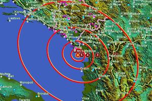 Zemljotres od 4,5 Rihtera u okolini Ulcinja