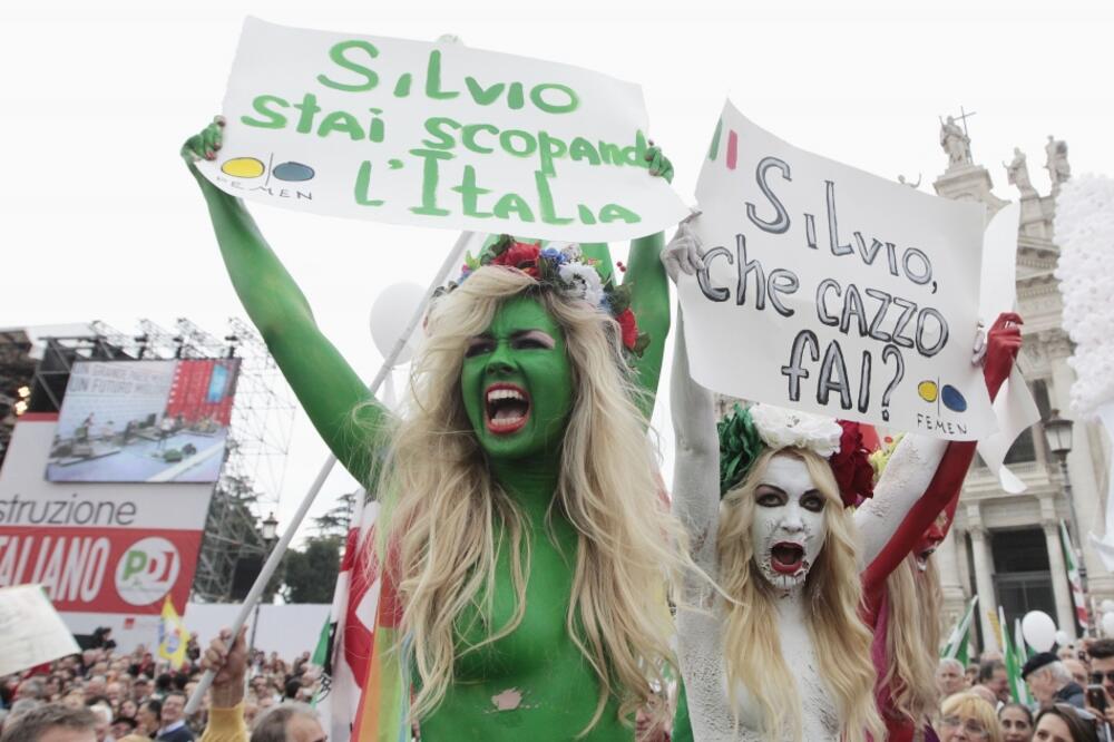 Silvio Berluskoni, protest, Foto: Reuters