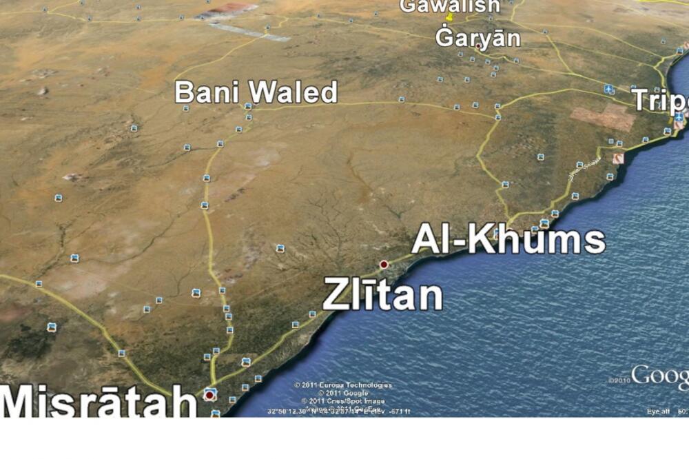 Libija, mapa Zlitana, Foto: Google map