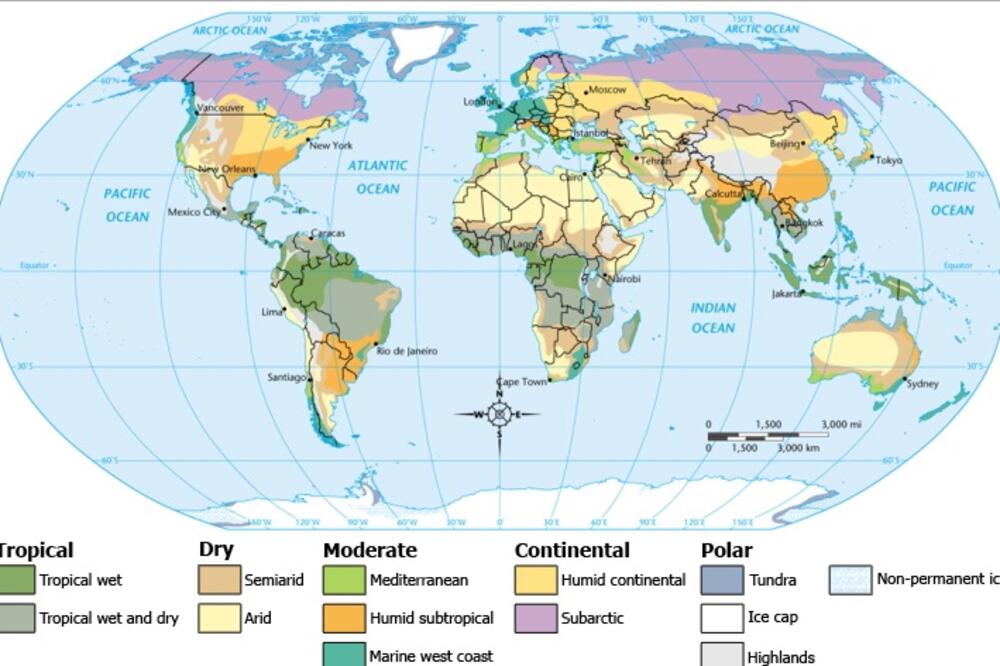 klimatska mapa, Foto: Wikipedia