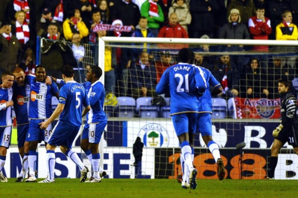 Igrači Vigana slave gol protiv Arsenala, Foto: Reuters