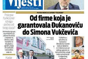 Naslovna strana "Vijesti" za 2. mart