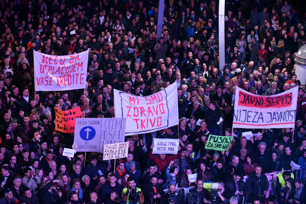 Sa protesta u Podogrici, Foto: Boris Pejović