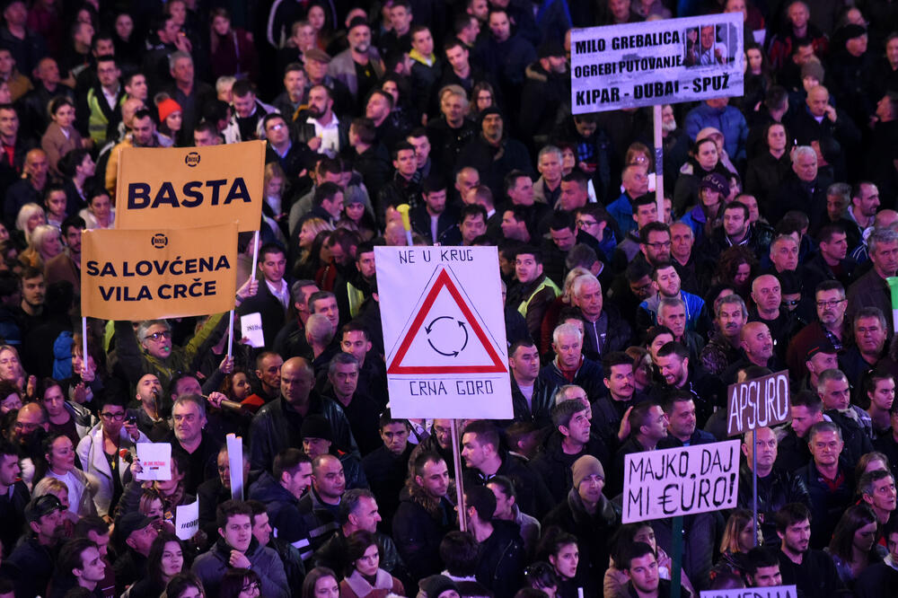 Sa građanskog protesta održanog 2. marta u Podgorici, Foto: Boris Pejović