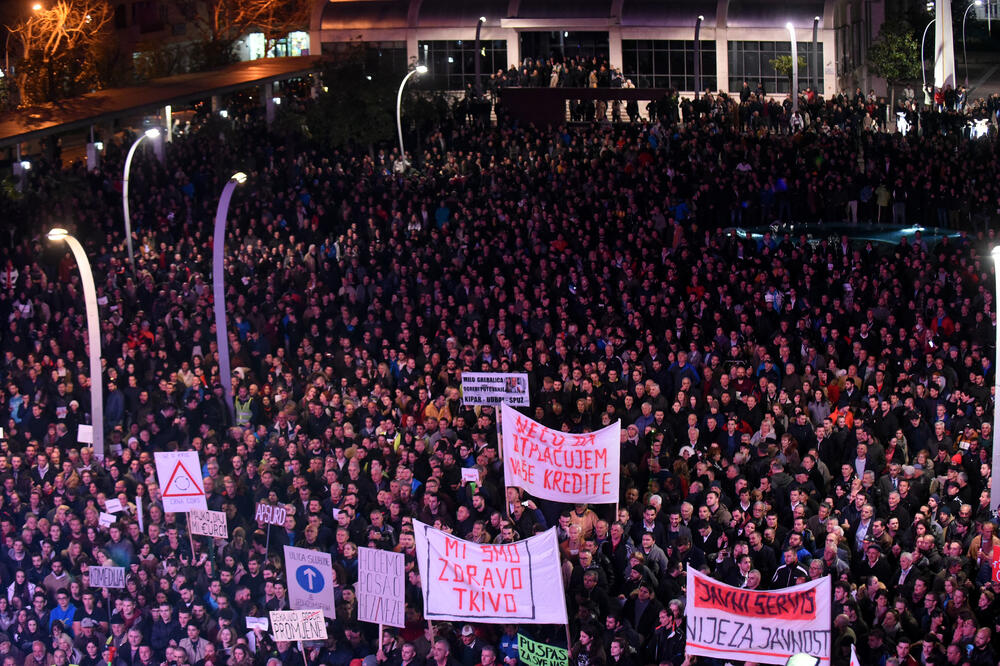 Sa protesta održanog 3. marta u Podgorici, Foto: Boris Pejović